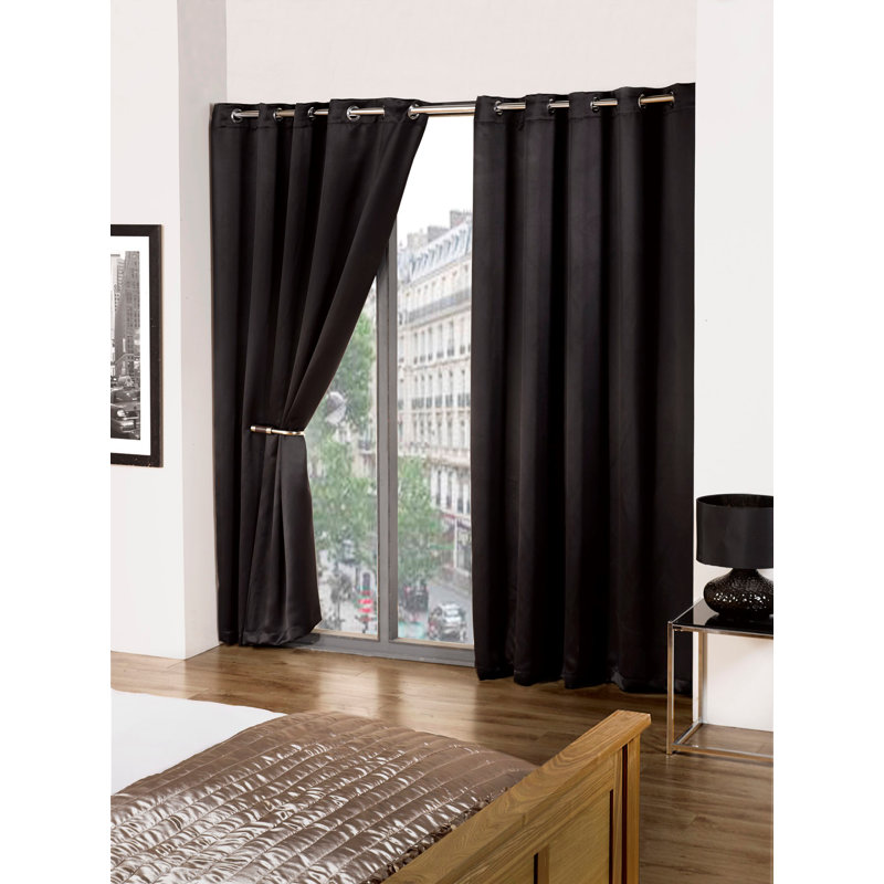 Lloyd Harbor Blackout Curtain Pair, Black, 168 W x 229 D cm