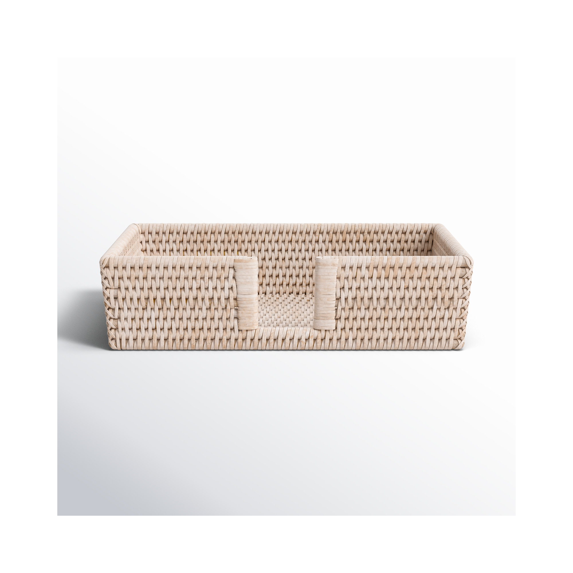 Rattan Guest with Cutout Napkin Holder, White Wash