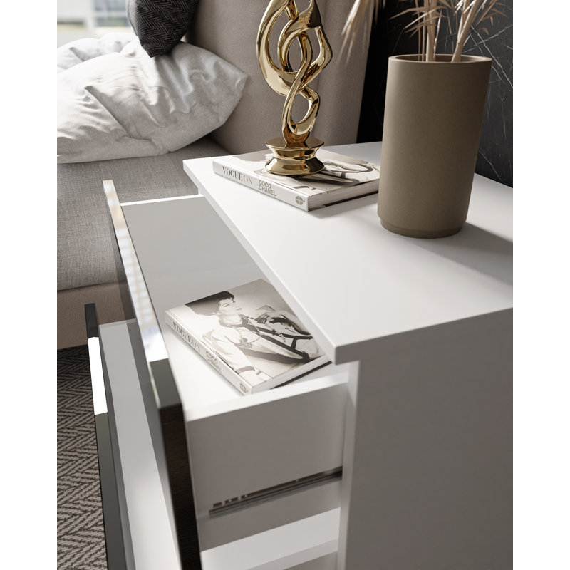 Varonique 2 Drawer Bedside Table, White/Black