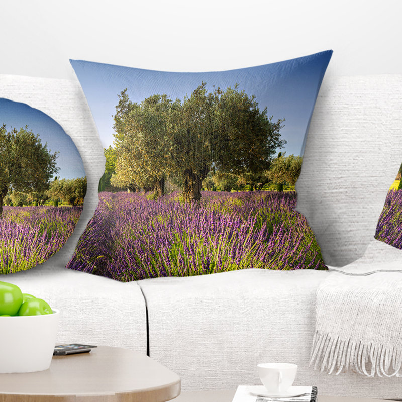 Coussin décoratif à fleurs et oliviers floral magnifique, 16 po x 1 po, Coussin décoratif