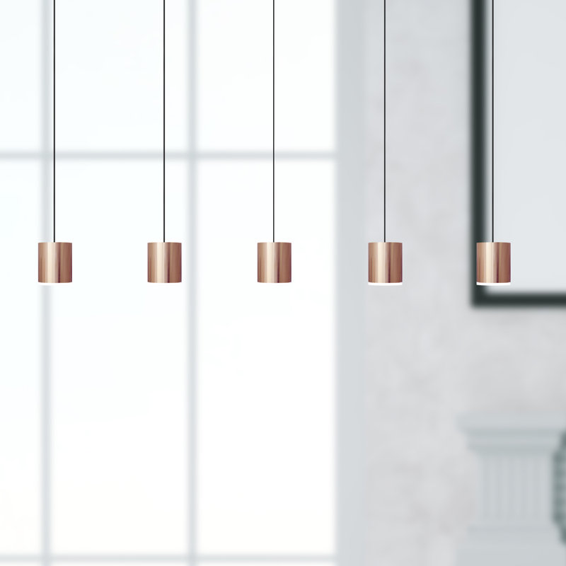 Luminaire suspendu linéaire à 5 lumières pour îlot de cuisine Andromedae, Cuivre