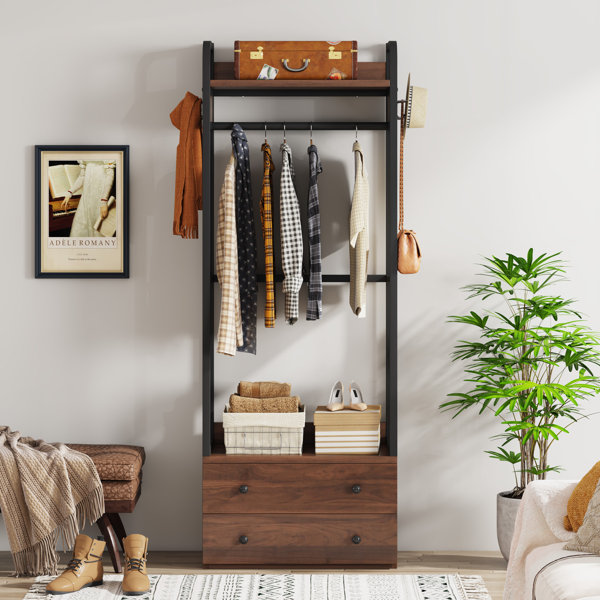 17 Stories Fontevraud Freestanding Closet Organizer Small Clothes Rack ...