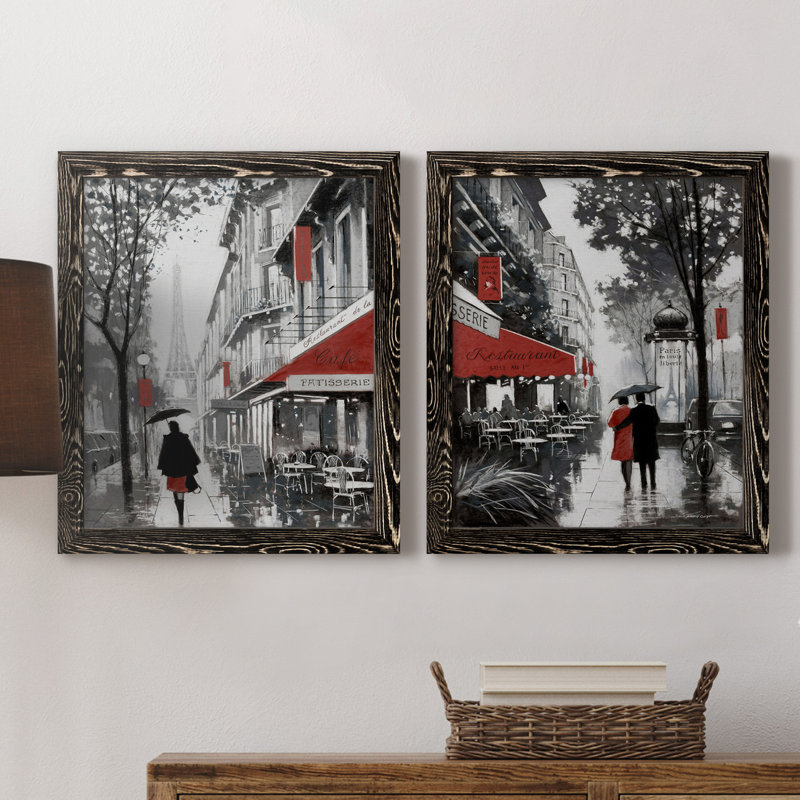 «Rainy Paris I», ensemble de 2 reproductions d'art, H 20 po x l 17 po x P 1 po, H 31,5 po x l 47 po x P 1,5 po, Pas de tapis