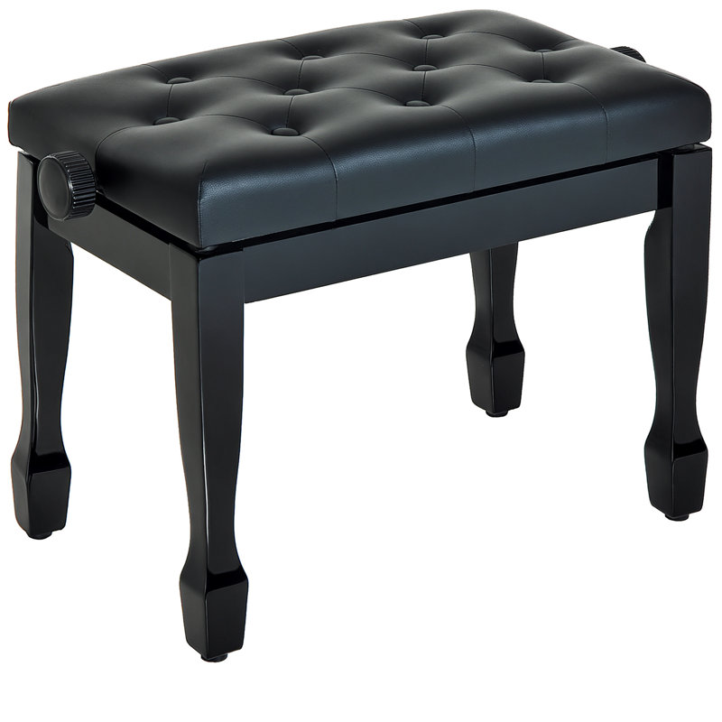Feltault Faux Leather Piano Stool Height Adjustable Seat Keyboard Bench Black