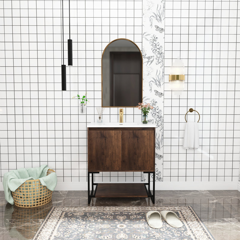 Ensemble de meuble-lavabo simple 30 po avec plateau en résine Rezarta