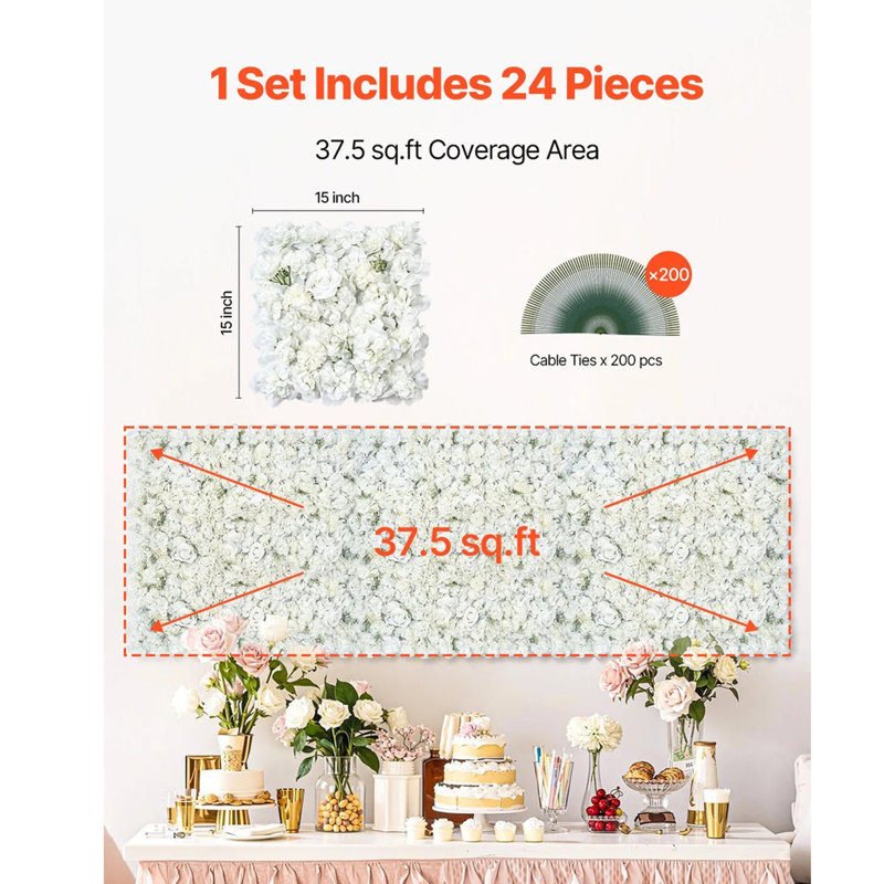Panneau mural fleur 3D - Couverture pour mariage / Saint-Valentin / Fête de bébé / Toile de fond décorative essentielle