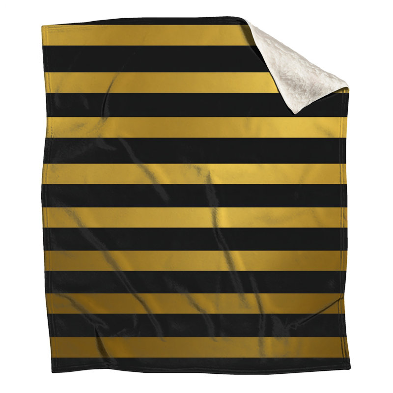 Jeté en molleton à rayures dorées et noires - Jetés à motif pour canapés ou lits, 50in W x 60in H