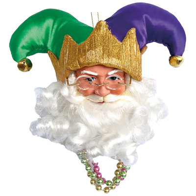 Ornement tête de bouffon 6 "Mardi Gras