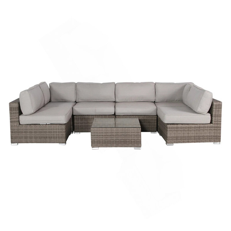 Ensemble de conversation de patio en osier pour 4 personnes avec coussins, entièrement assemblé