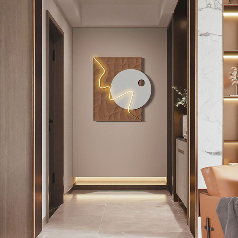 Décoration murale moderne en métal minimaliste avec lumières, H 43,31 po x l 39,37 po x P 1,18 po