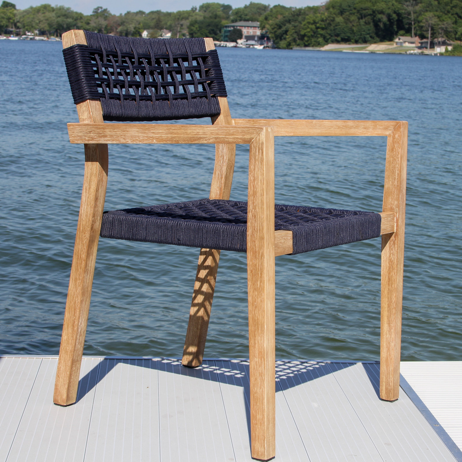 Fleur Wood Premium All-Weather Wicker Outdoor Stacking Dining Armchair