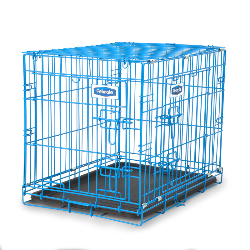 Caisse d'entrainement et de repos pour chiot à 2 portes, Bleu