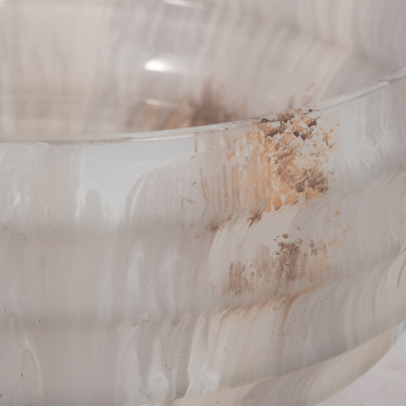 Handmade Glass Decorative Bowl, 9" H x 12" W x 12" D, Champagne Silver