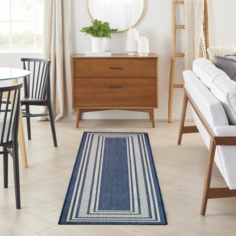 Horizon Indoor/Outdoor Modern Rug, Runner 2'2" x 8', Navy