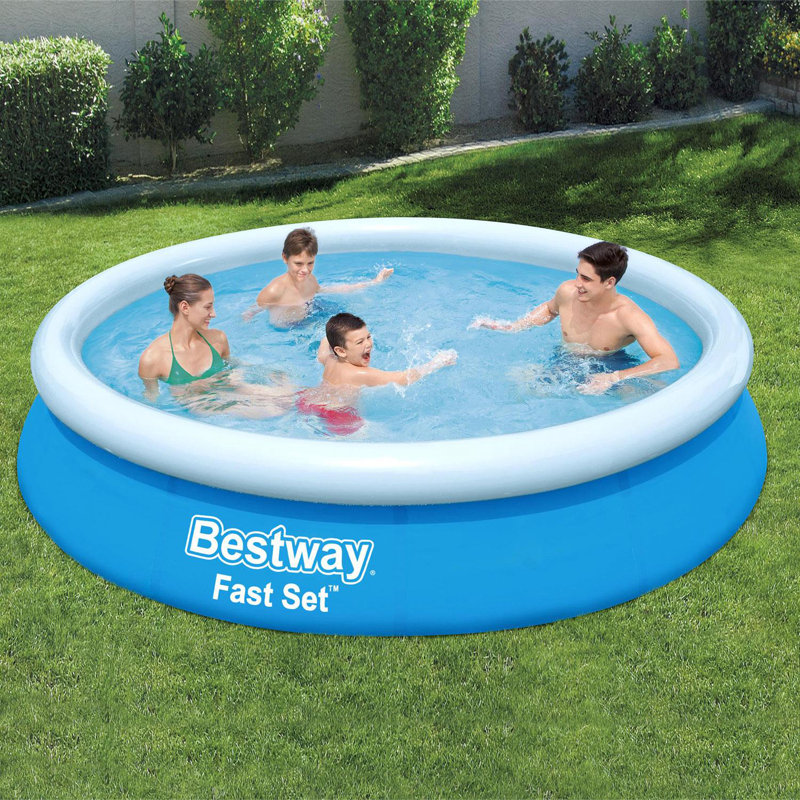 Plastic Round Inflatable Pool 30cm H x 41cm W x 30cm L, 76cm H x 366cm W x 366cm D, Blue