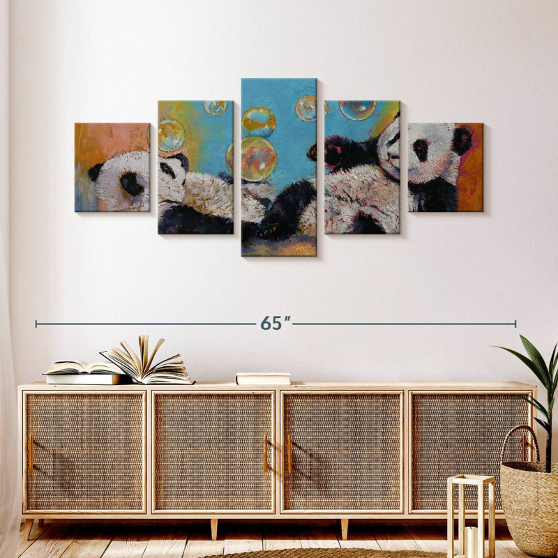 Panda Bubbles, 24" H x 55" W