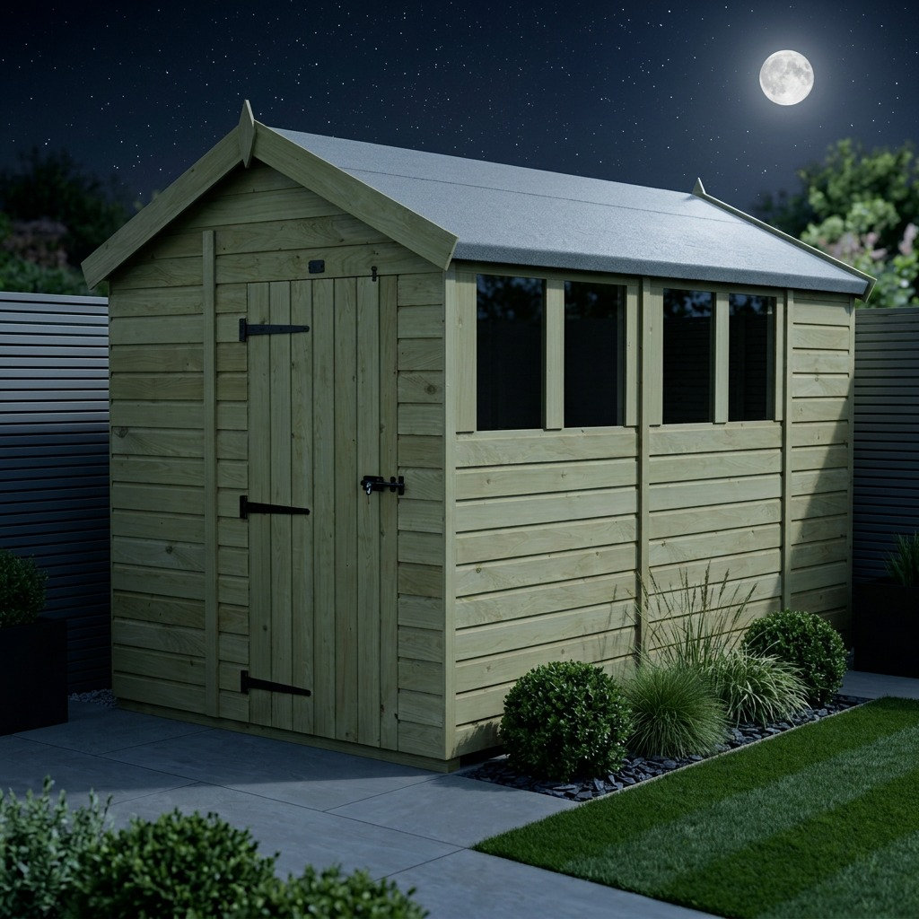 Total Sheds 7ft x 11ft Apex Garden Shed - Single Door - With Windows - Pressure Treated Timber - UK Manufactured