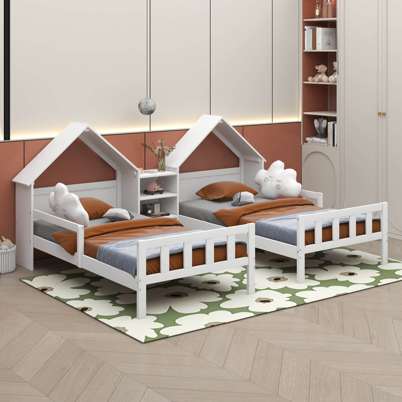 Monterry Double Twin Size Platform Bed, White