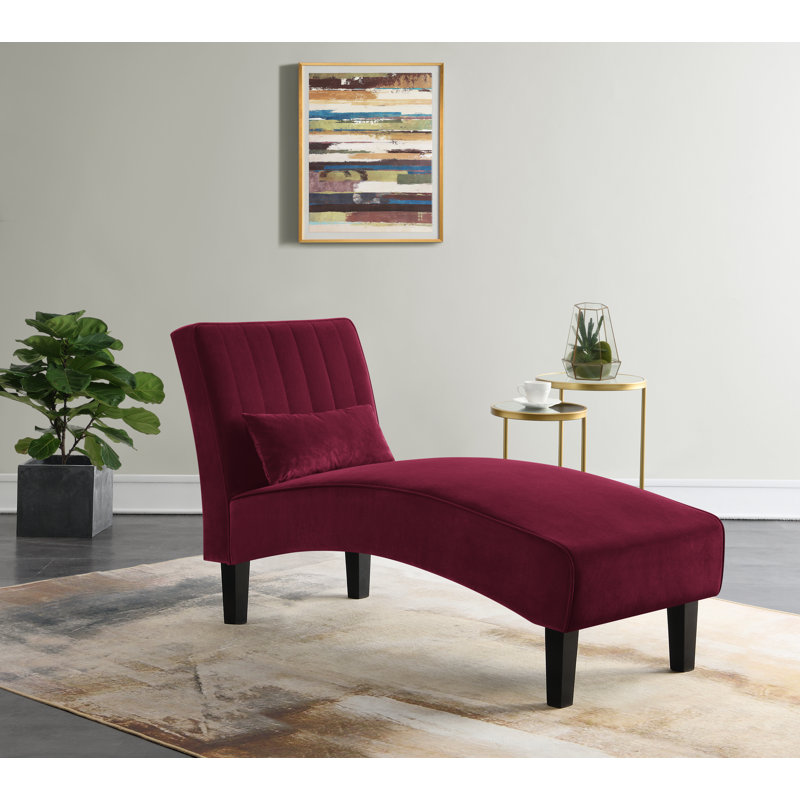 Abbiegail Velvet Chaise Lounge, Burgundy