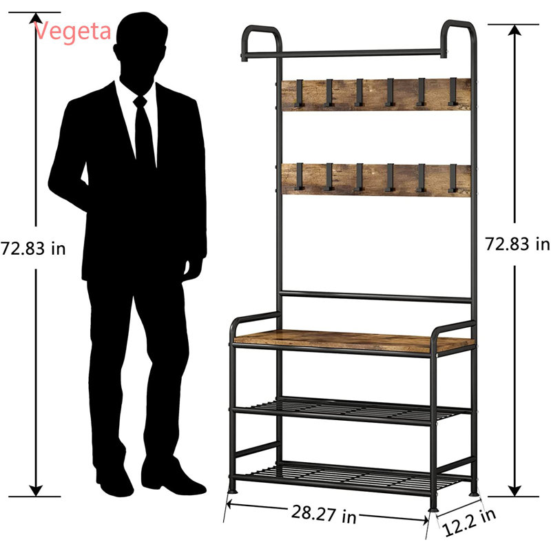 Portemanteau en fer avec rangement pour chaussures