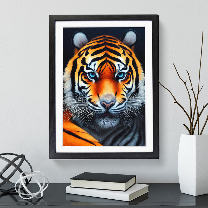 Fearless Tiger - Single Picture Frame Print, 64cm H x 46cm W x 2cm D, Black