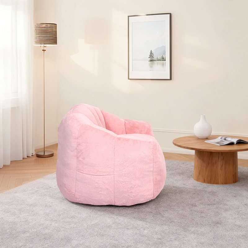 Fauteuil à billes Comfy, Fausse fourrure rose
