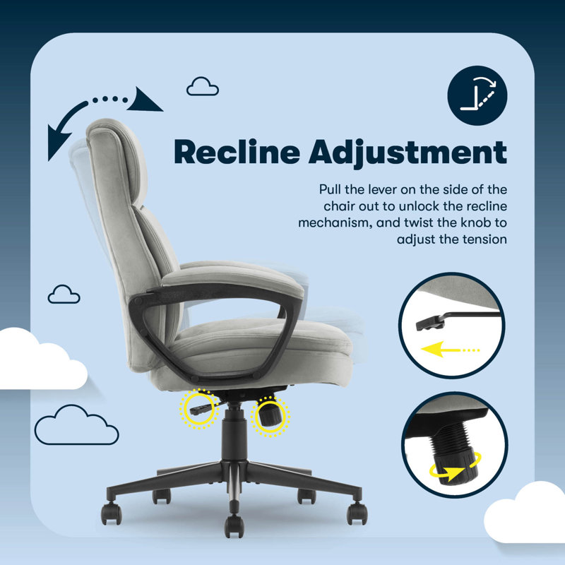 Comfort Ergo Swivel Office Chair, Gray, Velvet