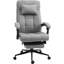 Fauteuil de bureau gris avec dossier réglable et hauteur réglable. Revêtement en tissu Linen-Feel, repose-pieds rétractable et rembourré pour une hauteur de soutien incroyablement confortable