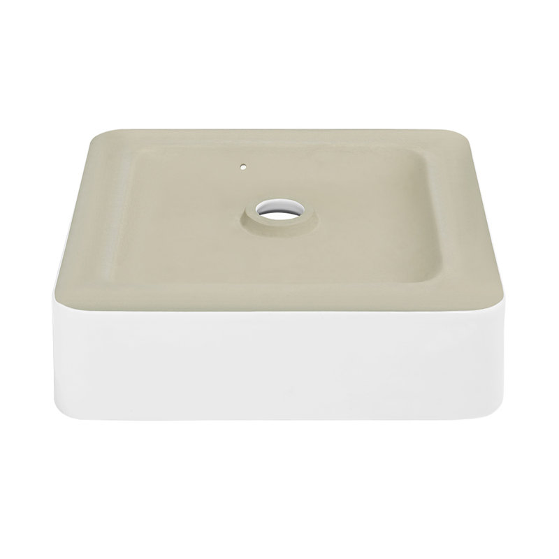 White Ceramic Square Above-Counter Vessel Sink, 15.74"