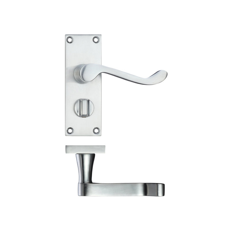 Alsace Bathroom Door Handle, Satin Chrome