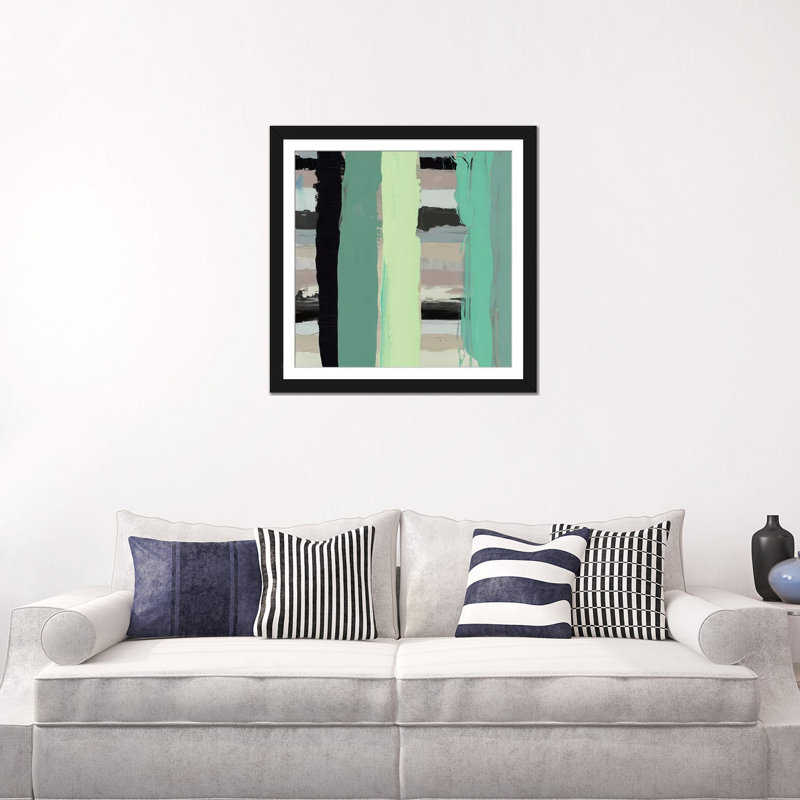 « alt stripes iii », reproduction sur toile, H 16 po x l 16 po x P 1 po, Papier d'art encadré noir, Blanc