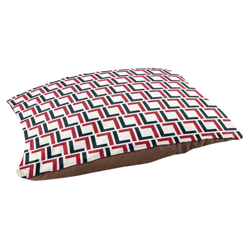 Coussin pour chien Brossard, Petit (l 28 po x P 18 po x H 4 po), Blanc / bleu foncé acier / rouge bataille