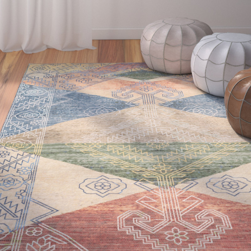 Tapis de performance géométrique tissé à la main Amanda, Rectangle de 5 pi x 8 pi