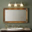 Éclairage pour meuble-lavabo mural 3 lumières or, fer et verre, ampoules chaudes E14 incluses