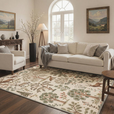 Tapis d'intérieur floral lavable à la machine Eden avec envers antidérapant