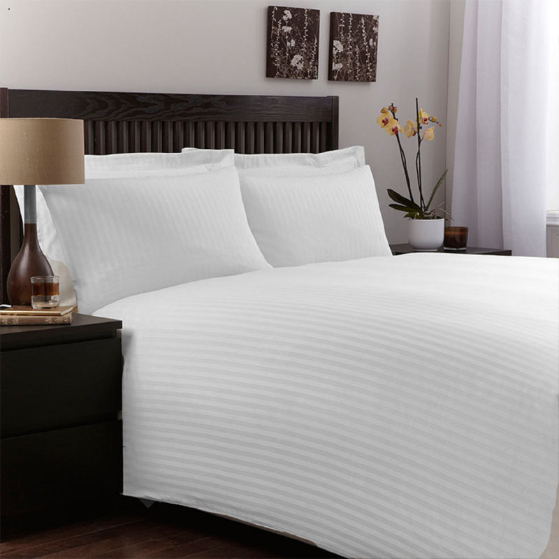Milosz Satin Stripe 200TC Duvet Cover Set With Pillowcases, Single