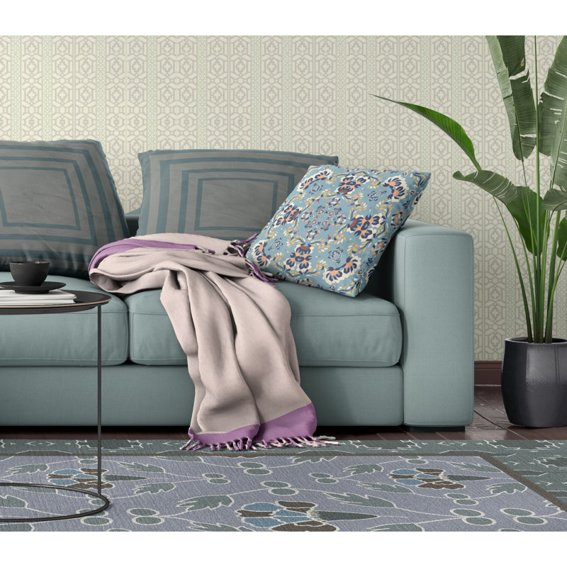 Housse et insert d'oreiller carré, 16 po x 16 po, Gris/bleu