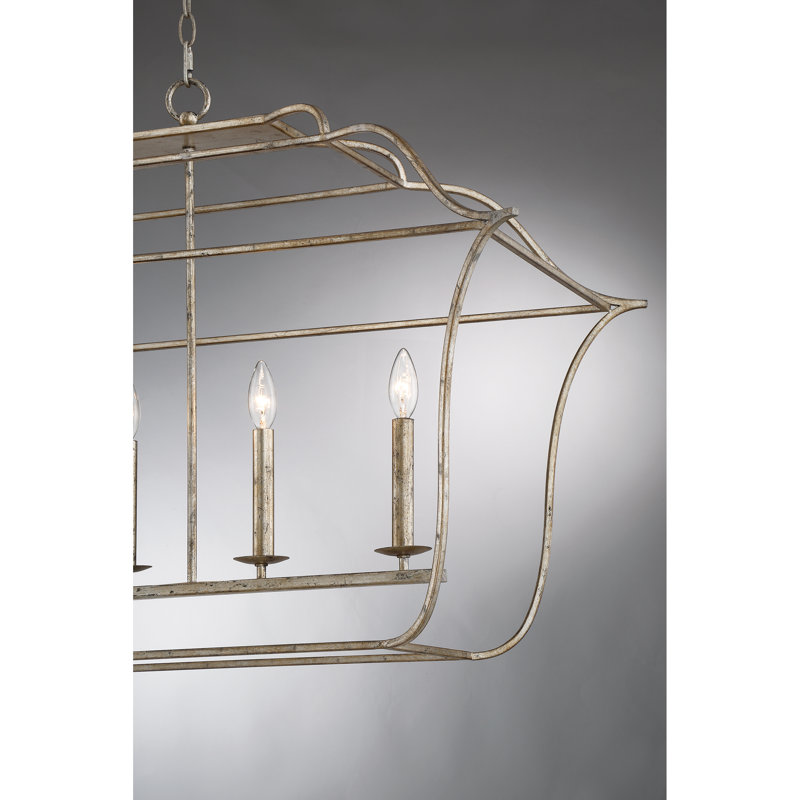 Lustre géométrique à 6 lumières de style bougie Rossie Lark, Feuille d'argent Century