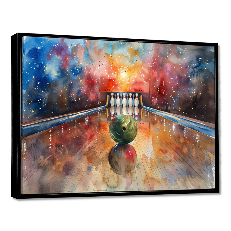 Selph - Bowling, salon d'art mural, H 30 po x l 40 po x P 1,5 po, Cadre flottant noir