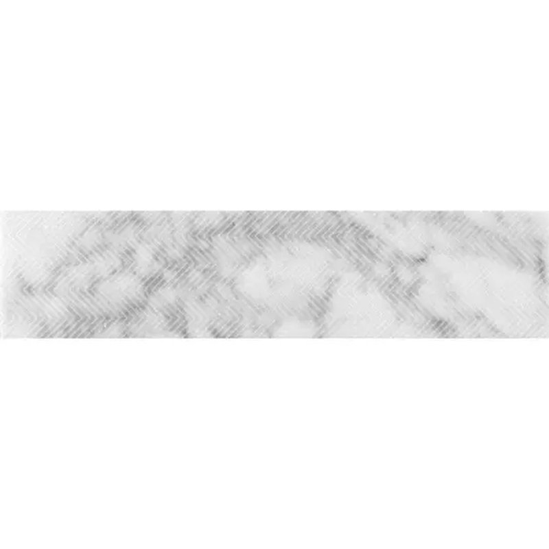 Carreau de plancher et de métro allongé à motif de chevrons Bianco Carrara de 3 pi x 12 po Artisana, Marbre blanc