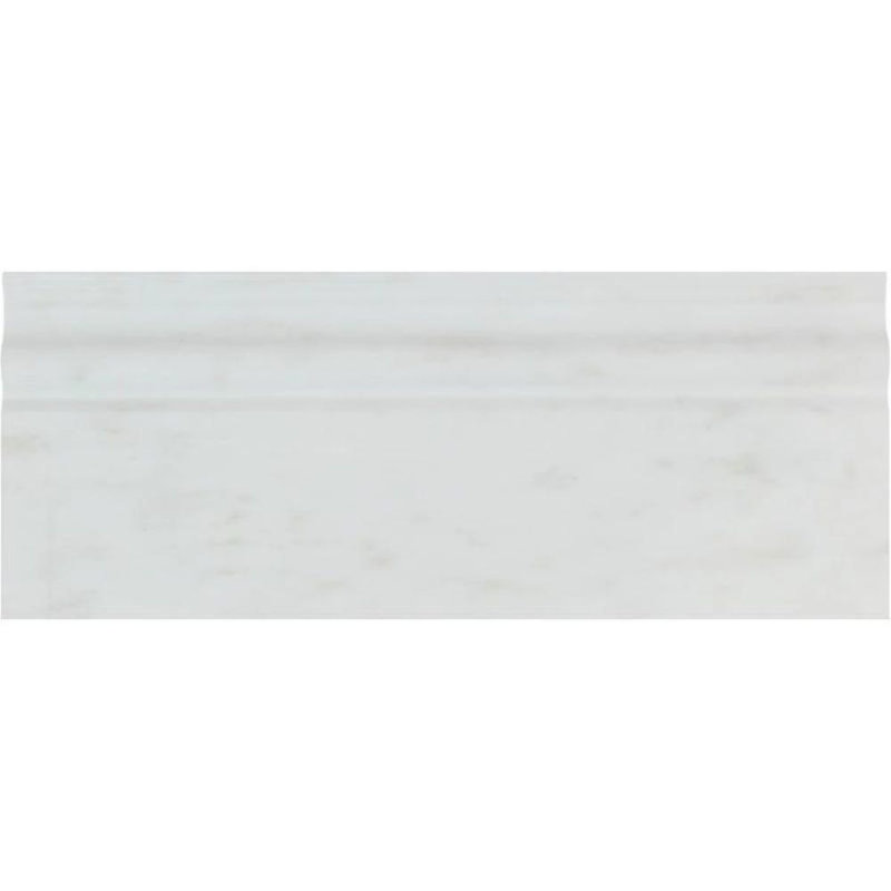 12" x 5" Honed Marble Bullnose Tile Trim, Polished Oriental White