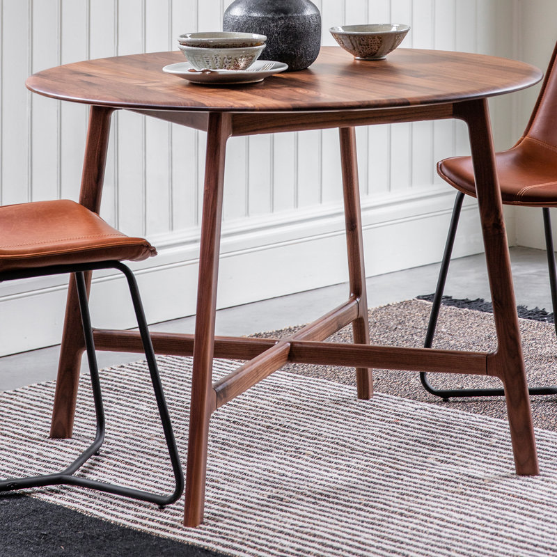 Anneliese Oak Round Solid Wood Dining Table, Brown