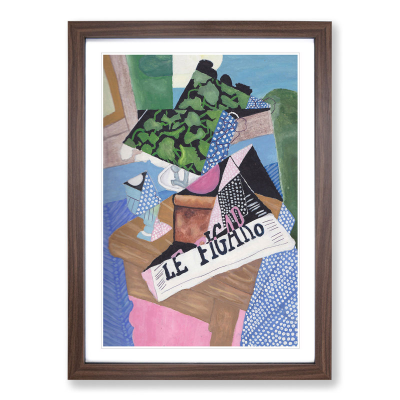 Le Figaro by Juan Gris - Picture Frame Painting, 36cm H x 27cm W x 2cm D, Walnut Framed