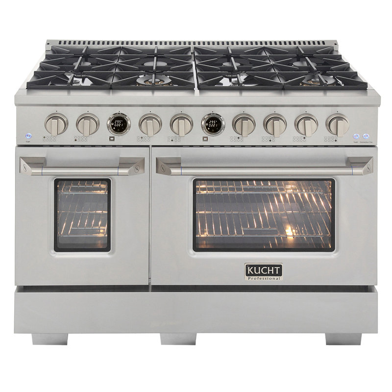 KUCHT 48 in. 6.7 cu. ft. 8 Burners Dual Fuel Range for Propane Gas in Stainless Steel with Kucht Horus Thermostat