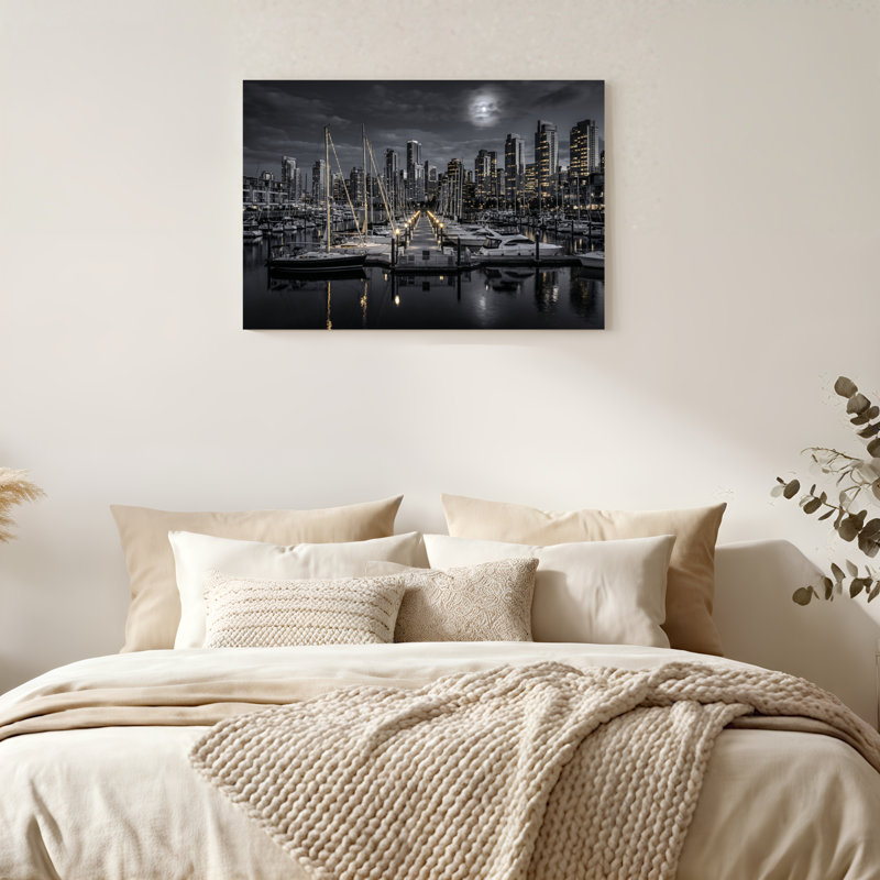 «Gallery Wrap», art mural sur toile pour le salon, la chambre à coucher, le bureau ou le vestibule - décoration murale décorative avec nuit de la ville