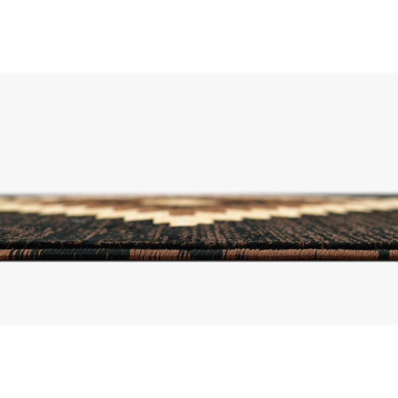 Tapis de style sud-ouest beige HR Black, Rectangle 5 pi 2,2 po x 7 pi 2 po
