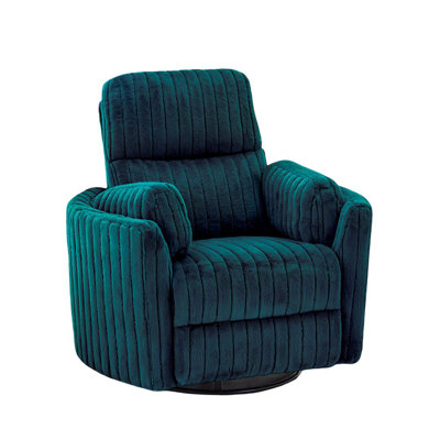 Contemporary Style Power Glider Recliner w/ Swivel Curved Arms Pillow Fill Swivel Chair Finish Primary Living Room