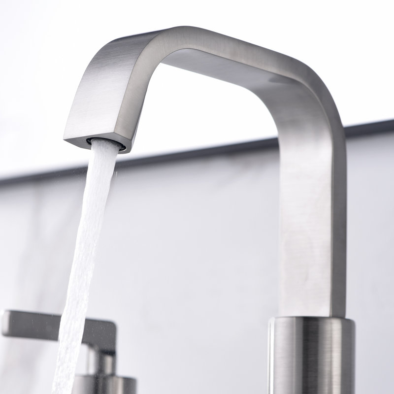 Widespread Bathroom Faucet with Drain Assembly, Brushed Nickel