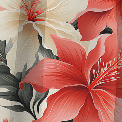 Delicate Neutrals Tropical Pattern III Blackout Single Curtain Panel
