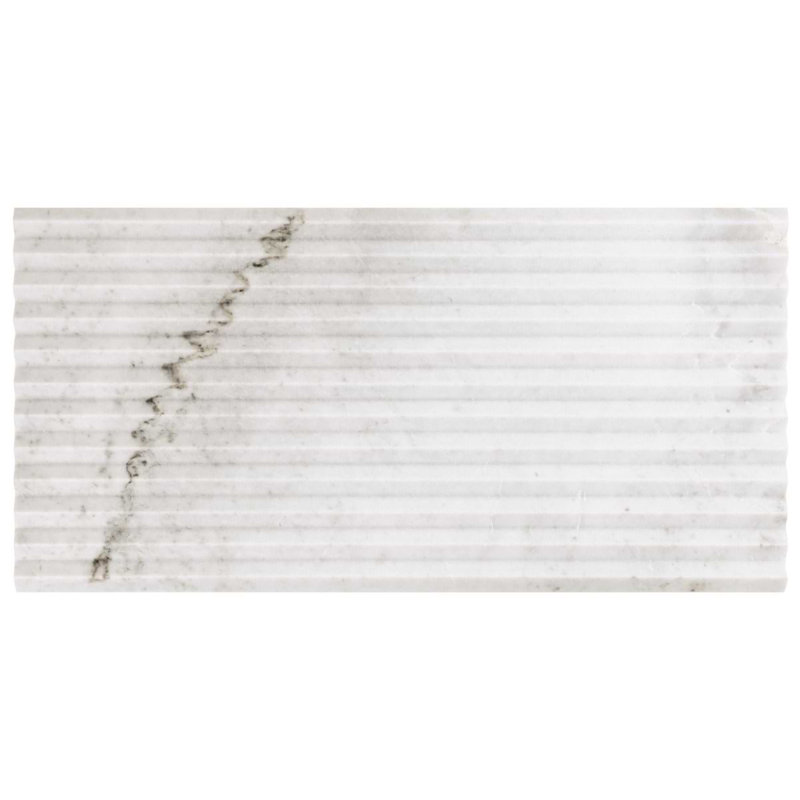 Stonework Alaska White 12x24 Marble Tile, Peak 3D Satin